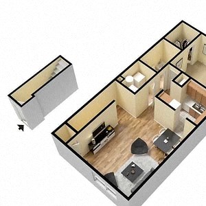 One bedroom open kitchen available